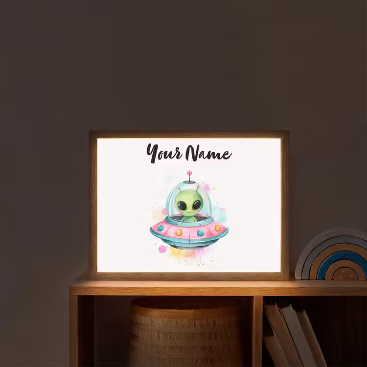 Alien - Ufo - Kleurrijk Light Box met batterij (Wandlamp kind) middel -sfeer1_kind