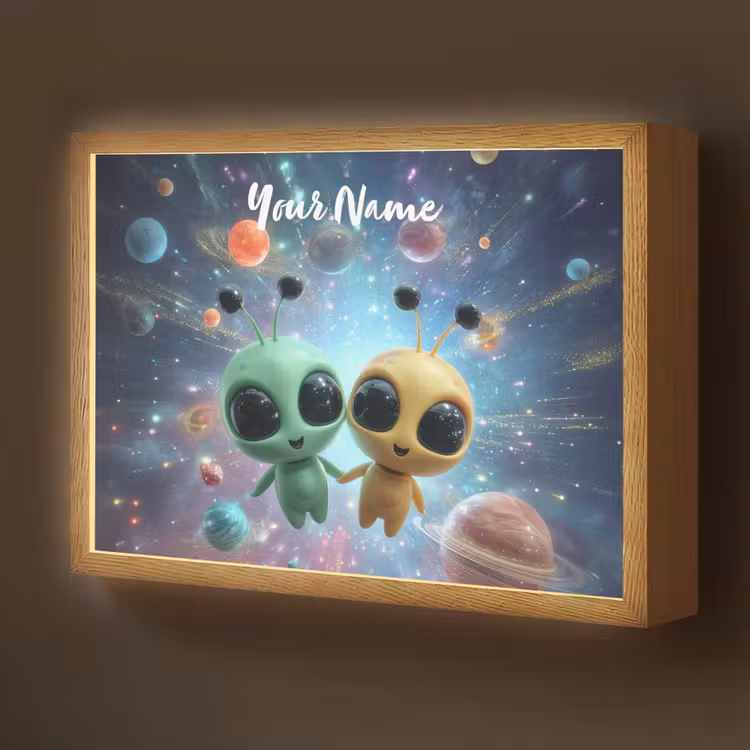 Aliens - Ruimte - Planeten Light Box met batterij (Wandlamp kind) middel -z3d_website
