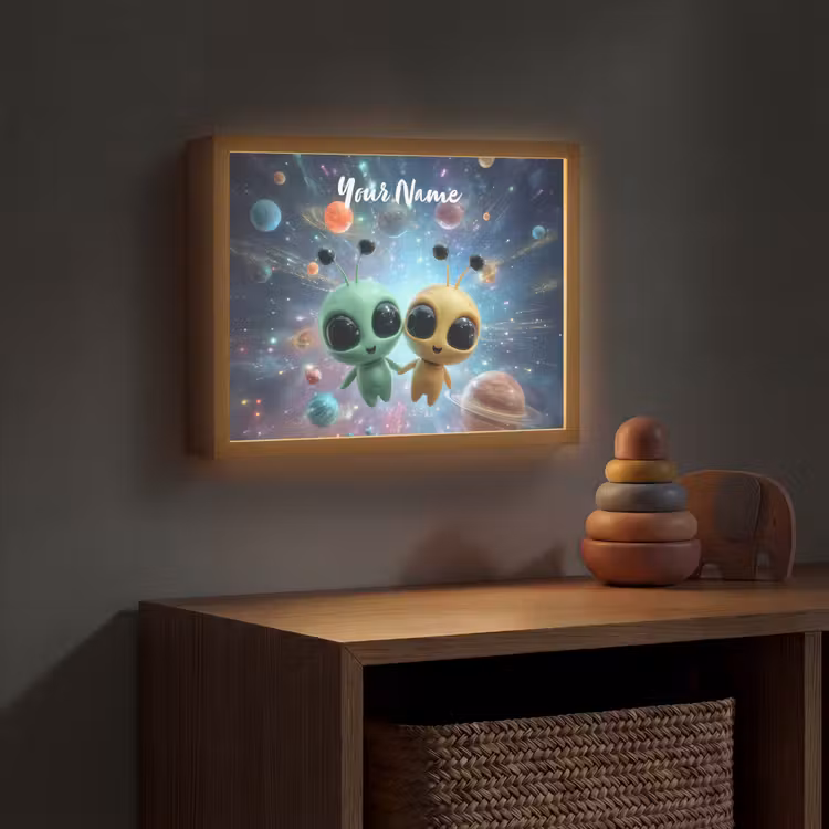 Aliens - Ruimte - Planeten Light Box met batterij (Wandlamp kind) middel -sfeer5_kind