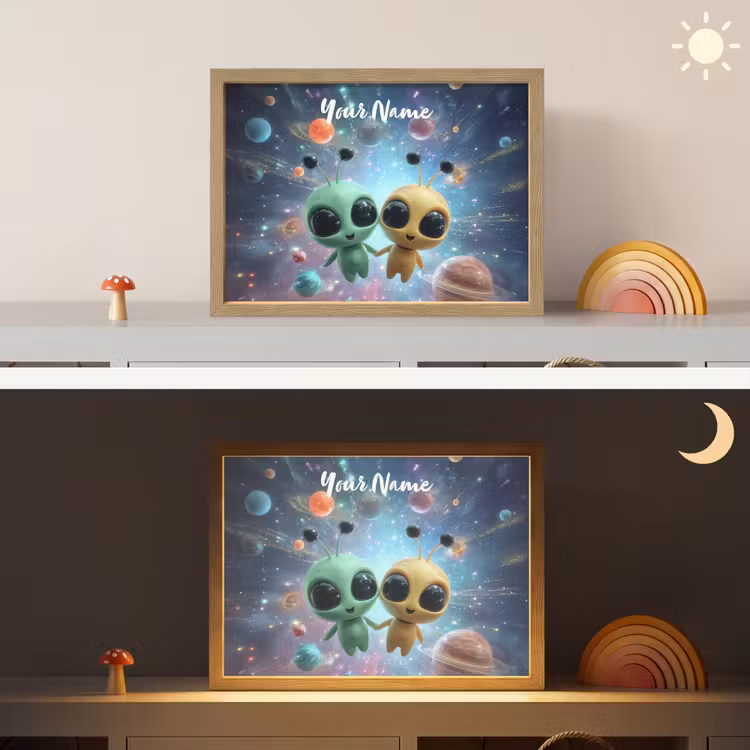 Aliens - Ruimte - Planeten Light Box met batterij (Wandlamp kind) middel -sfeer3_kind
