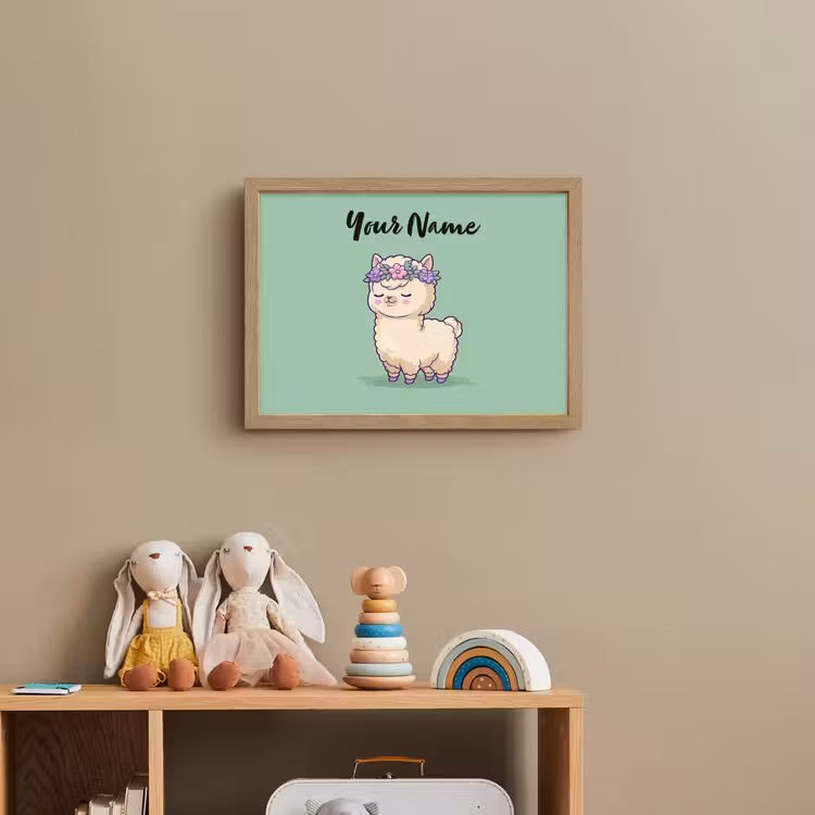 Alpaca - Bloemendiadeem - Groen Light Box met batterij (Wandlamp kind) middel -sfeer2_kind