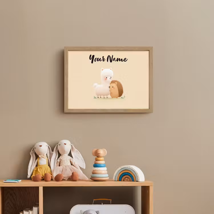 Alpaca - Egel - Bruin - Knuffelen Light Box met batterij (Wandlamp kind) middel -sfeer2_kind