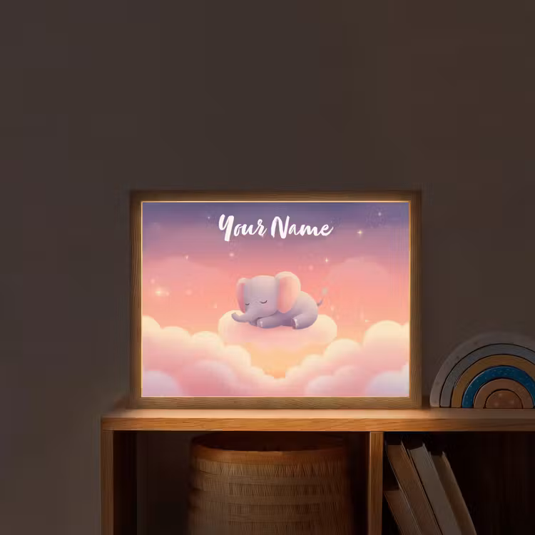 Dier - Roze - Wolken Light Box met batterij (Wandlamp kind) middel -sfeer1_kind