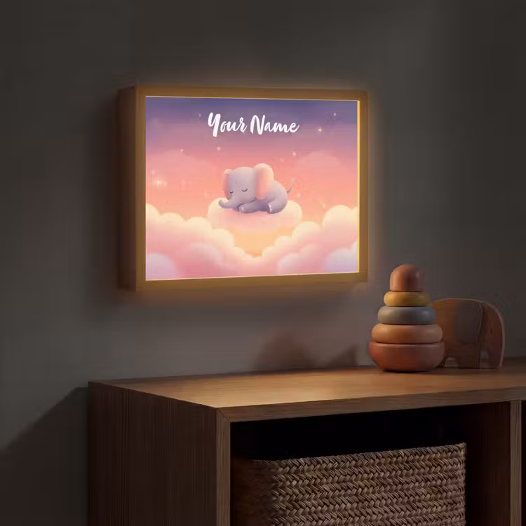 Dier - Roze - Wolken Light Box met batterij (Wandlamp kind) middel -sfeer5_kind