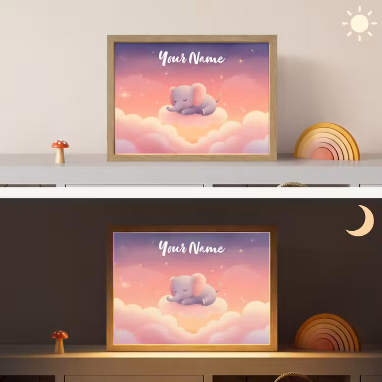 Dier - Roze - Wolken Light Box met batterij (Wandlamp kind) middel -sfeer3_kind