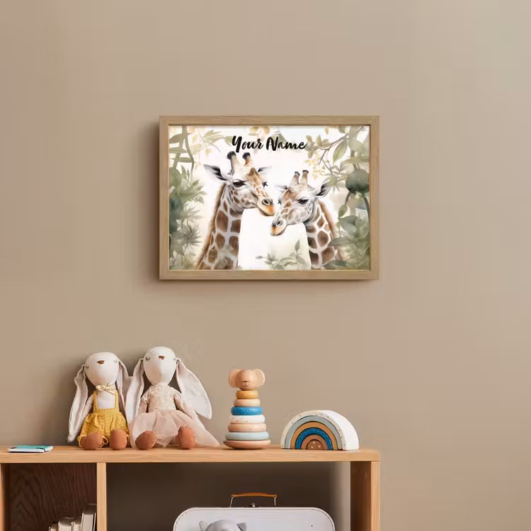 Dieren - Giraffe - Bladeren - Kinderen Light Box met batterij (Wandlamp kind) middel -sfeer2_kind