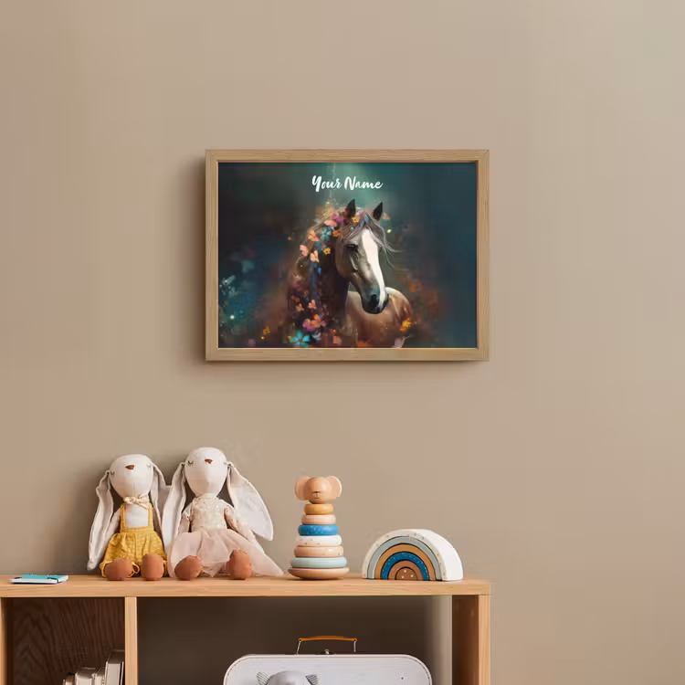 Dieren - Paard - Natuur - Vlinder - Bloemen Light Box met batterij (Wandlamp kind) middel -sfeer2_kind