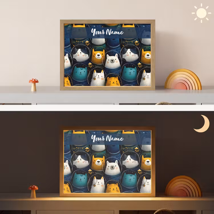 Dieren - Ruimtepakken - Sterren Light Box met batterij (Wandlamp kind) middel -sfeer3_kind