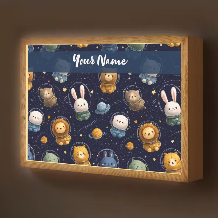Dieren - Sterrenhemel - Ruimte Light Box met batterij (Wandlamp kind) middel -z3d_website