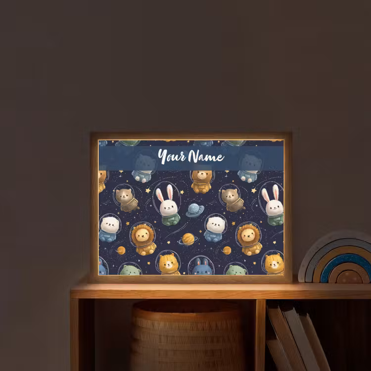 Dieren - Sterrenhemel - Ruimte Light Box met batterij (Wandlamp kind) middel -sfeer1_kind