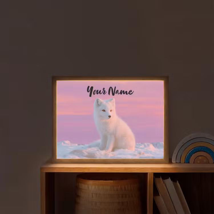 Poolvos - Sneeuw - Roze Light Box met batterij (Wandlamp kind) middel -sfeer1_kind