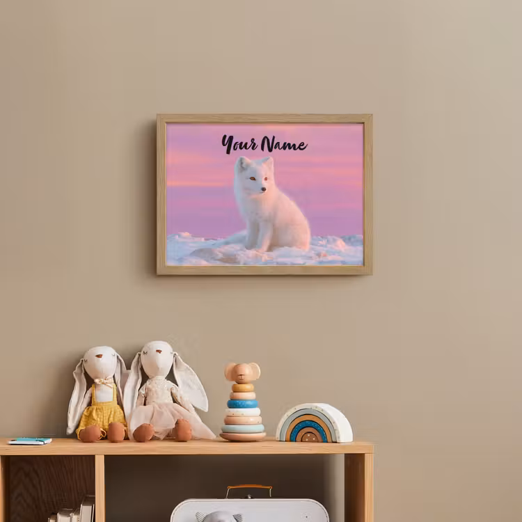 Poolvos - Sneeuw - Roze Light Box met batterij (Wandlamp kind) middel -sfeer2_kind