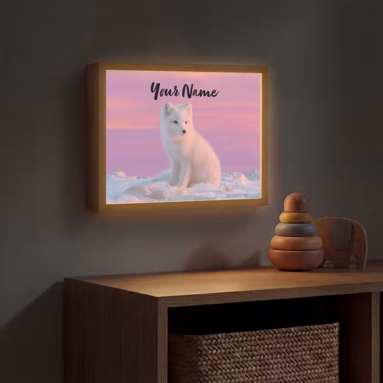 Poolvos - Sneeuw - Roze Light Box met batterij (Wandlamp kind) middel -sfeer5_kind