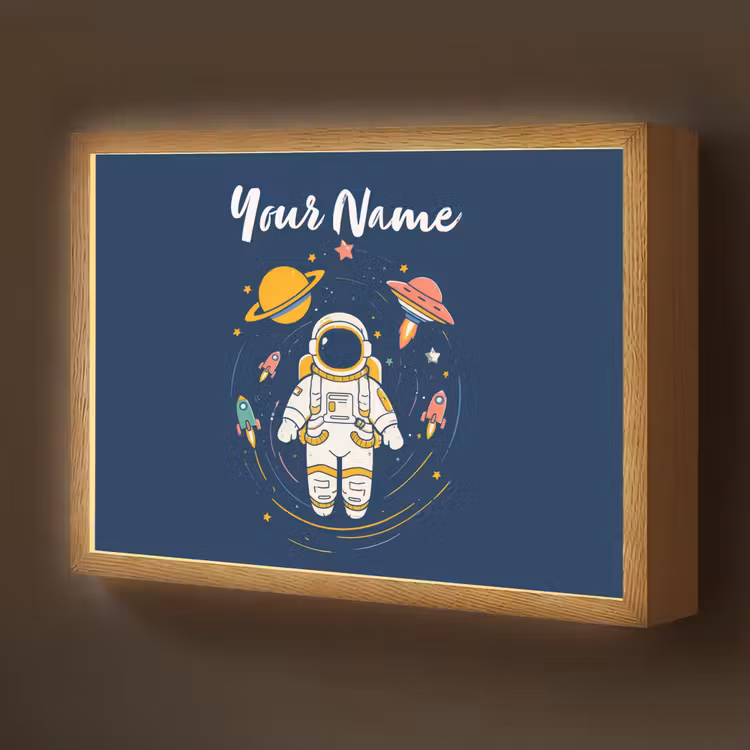 Astronaut - Planeten - Raket Light Box met batterij (Wandlamp kind) middel -z3d_website