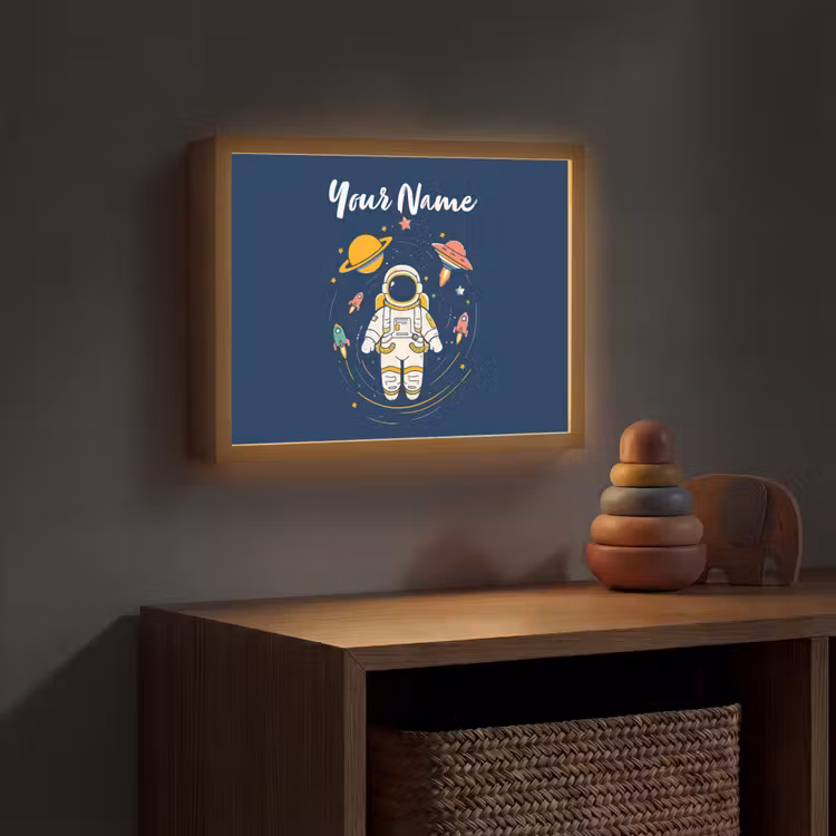 Astronaut - Planeten - Raket Light Box met batterij (Wandlamp kind) middel -sfeer5_kind