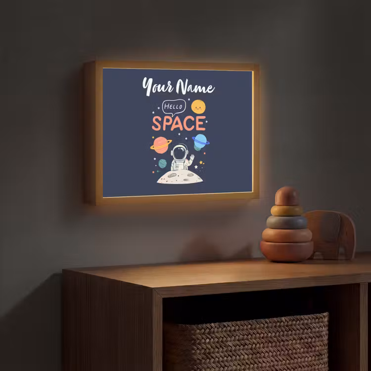 Astronaut - Ruimte - Planeten Light Box met batterij (Wandlamp kind) middel -sfeer5_kind