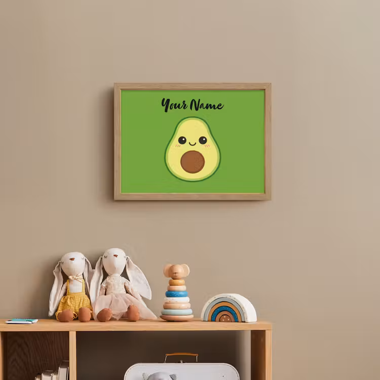 Avocado - Groen - Pit - Gezichtje Light Box met batterij (Wandlamp kind) middel -sfeer2_kind