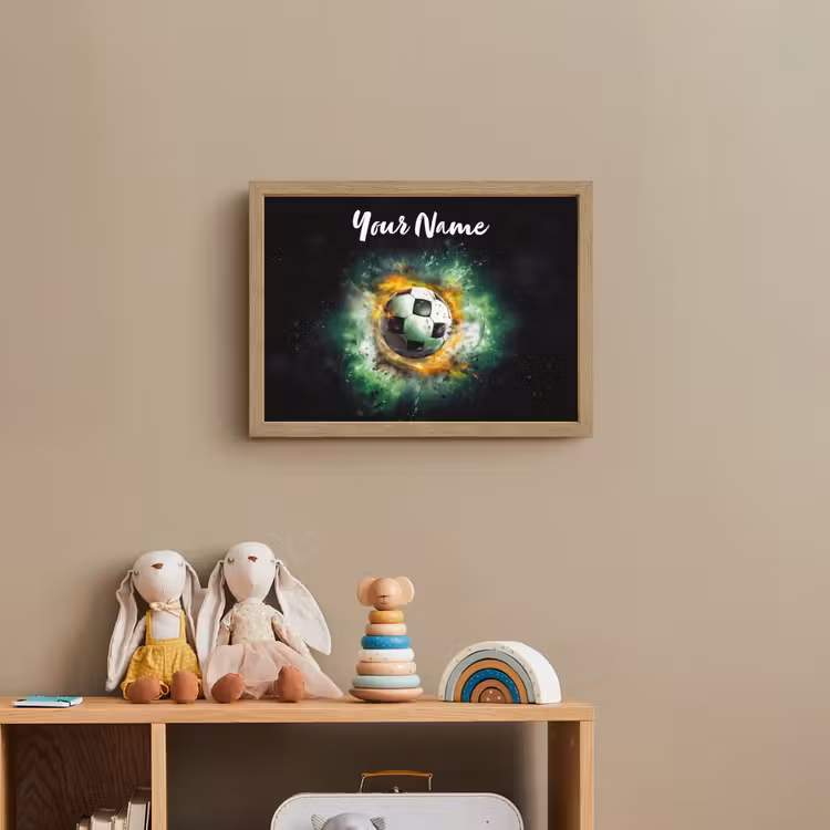 Bal - Voetbal - Groen - Oranje - Rook Light Box met batterij (Wandlamp kind) middel -sfeer2_kind
