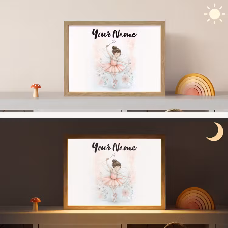 Ballerina - Fee - Roze Light Box met batterij (Wandlamp kind) middel -sfeer3_kind