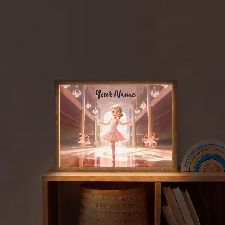 Ballerina - Meisjes - Roze - Kinderen Light Box met batterij (Wandlamp kind) middel -sfeer1_kind