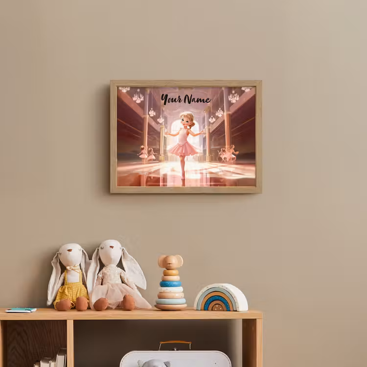 Ballerina - Meisjes - Roze - Kinderen Light Box met batterij (Wandlamp kind) middel -sfeer2_kind