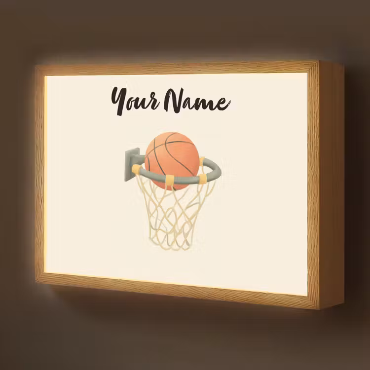 Basketbal - Net - Oranje Light Box met batterij (Wandlamp kind) middel -z3d_website