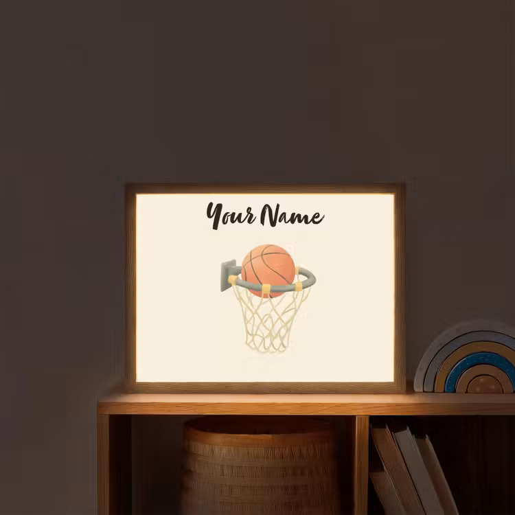 Basketbal - Net - Oranje Light Box met batterij (Wandlamp kind) middel -sfeer1_kind