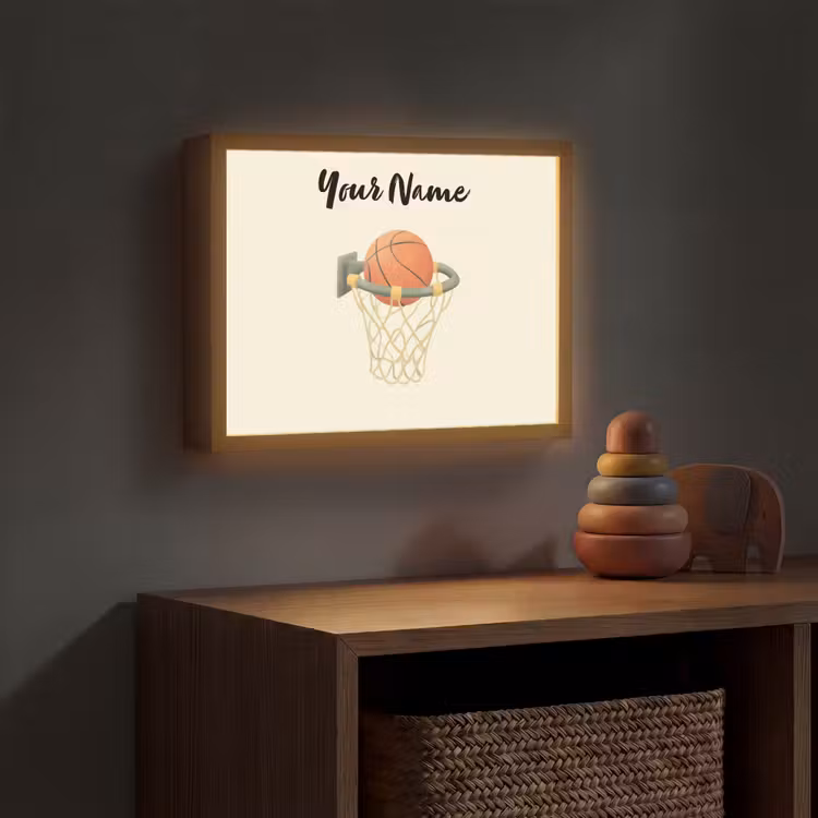 Basketbal - Net - Oranje Light Box met batterij (Wandlamp kind) middel -sfeer5_kind