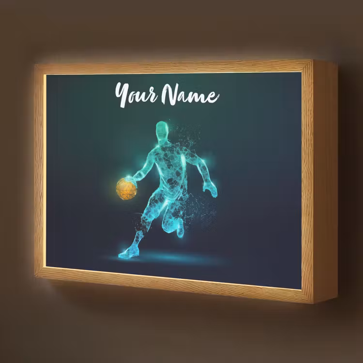 Basketbalspeler - Digitaal - Groen - Blauw Light Box met batterij (Wandlamp kind) middel -z3d_website