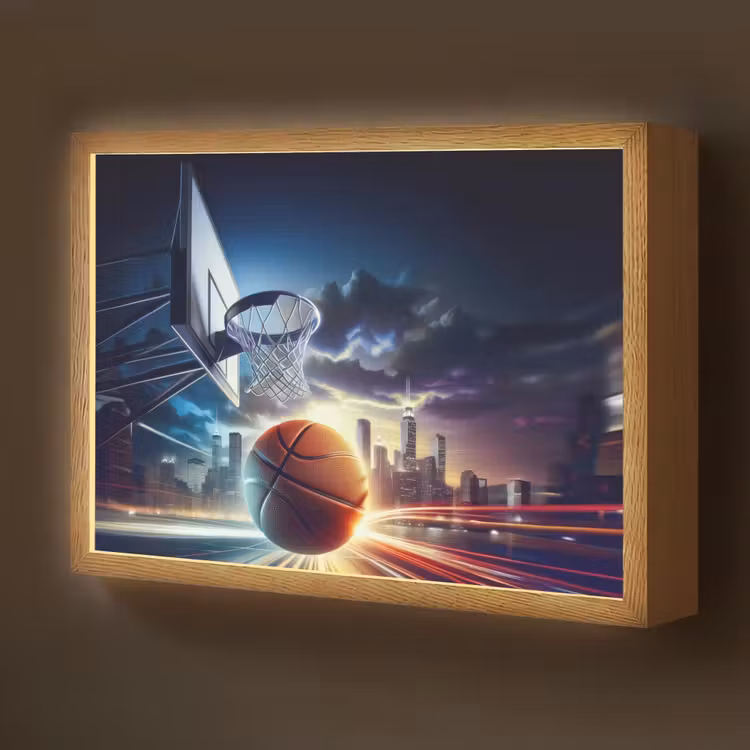 Basketbal - Sport  - Basket - Stad Light Box met batterij (Wandlamp kind) middel -z3d_website