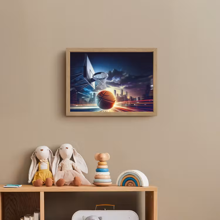 Basketbal - Sport  - Basket - Stad Light Box met batterij (Wandlamp kind) middel -sfeer2_kind