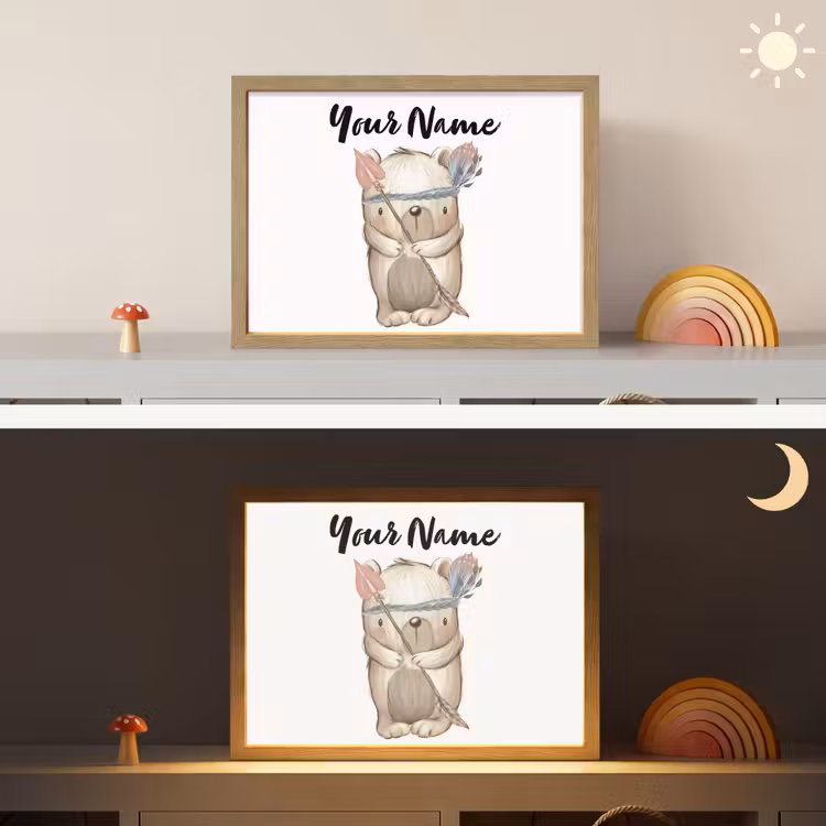 Beer - Dier - Bosdieren Light Box met batterij (Wandlamp kind) middel -sfeer3_kind