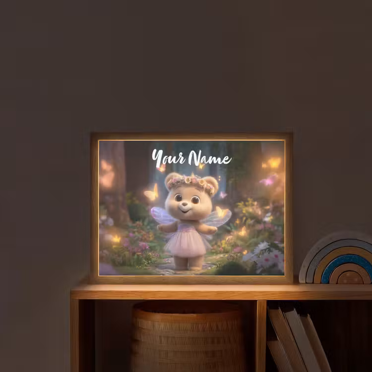 Beer - Vlinders - Bos - Fairy Light Box met batterij (Wandlamp kind) middel -sfeer1_kind