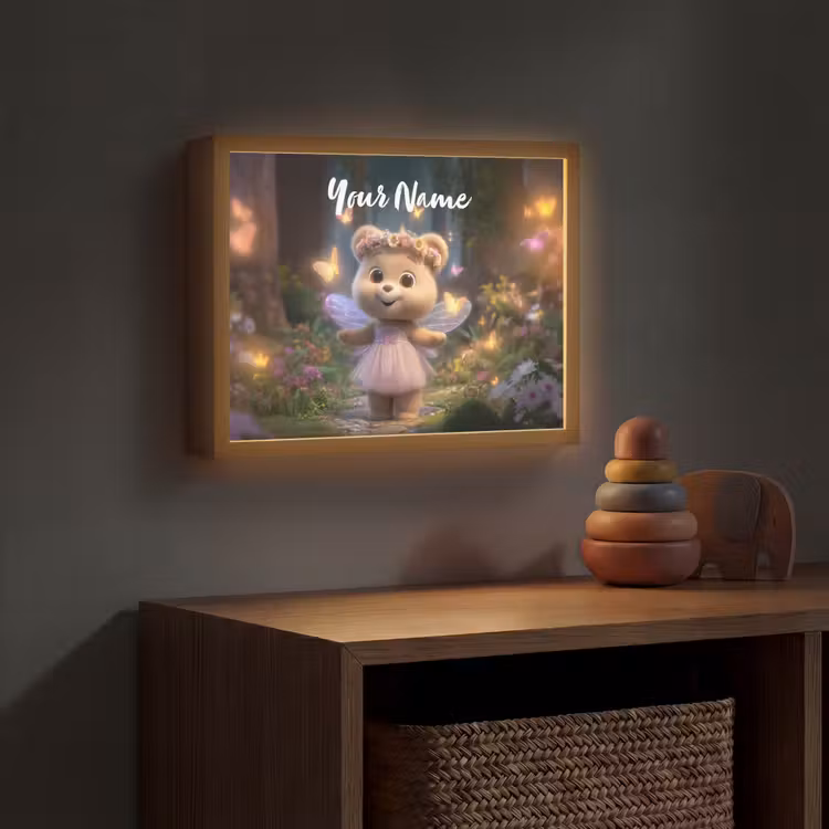 Beer - Vlinders - Bos - Fairy Light Box met batterij (Wandlamp kind) middel -sfeer5_kind