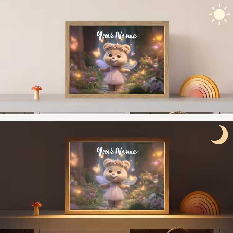 Beer - Vlinders - Bos - Fairy Light Box met batterij (Wandlamp kind) middel -sfeer3_kind