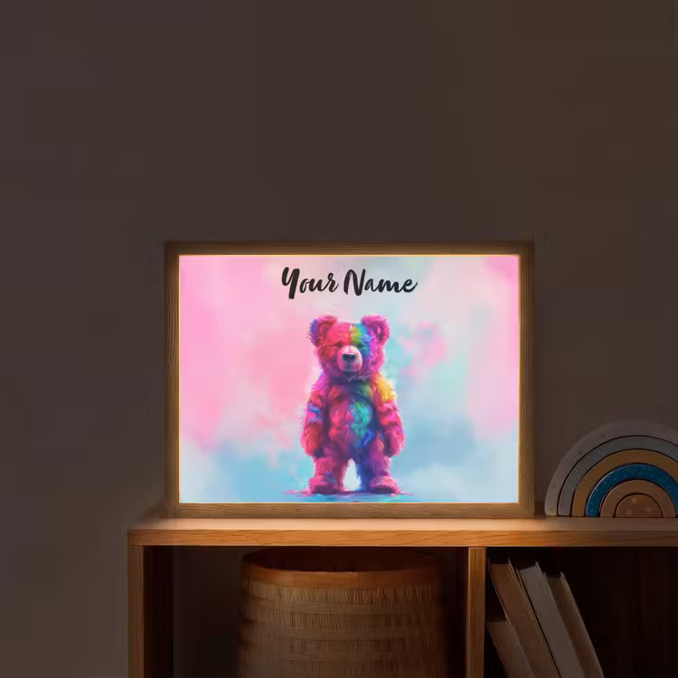 Beer - Kleurrijk - Dier Light Box met batterij (Wandlamp kind) middel -sfeer1_kind