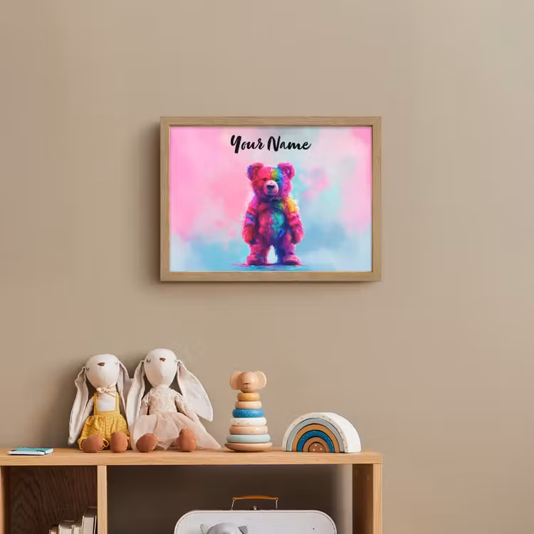 Beer - Kleurrijk - Dier Light Box met batterij (Wandlamp kind) middel -sfeer2_kind