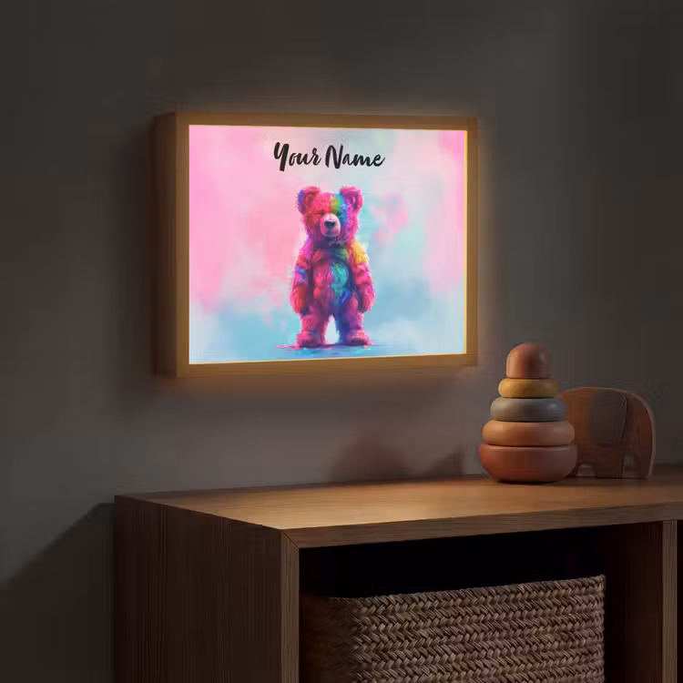 Beer - Kleurrijk - Dier Light Box met batterij (Wandlamp kind) middel -sfeer5_kind