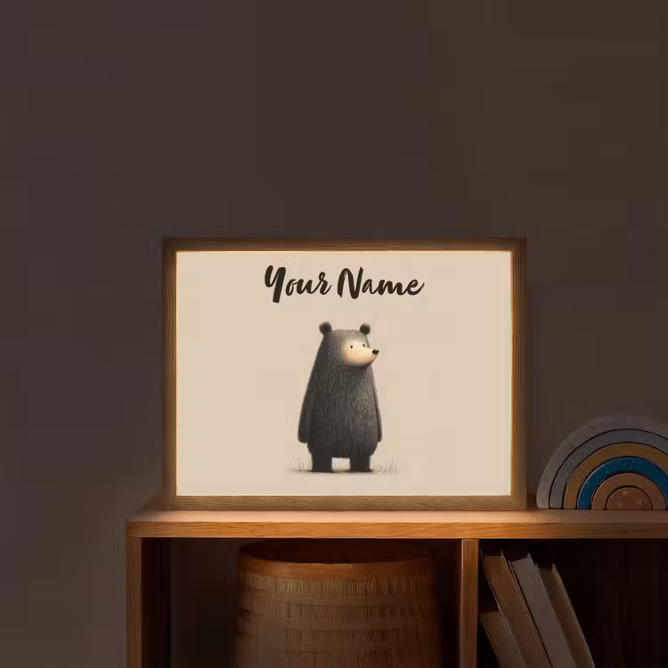 Beer - Donkerbruin - Minimalistisch Light Box met batterij (Wandlamp kind) middel -sfeer1_kind