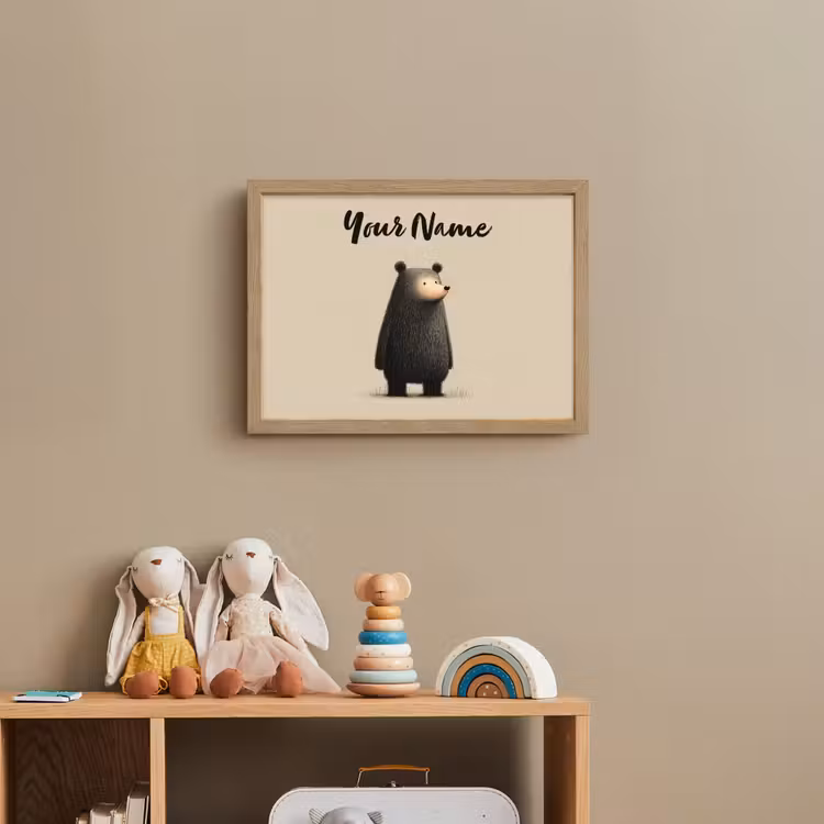Beer - Donkerbruin - Minimalistisch Light Box met batterij (Wandlamp kind) middel -sfeer2_kind