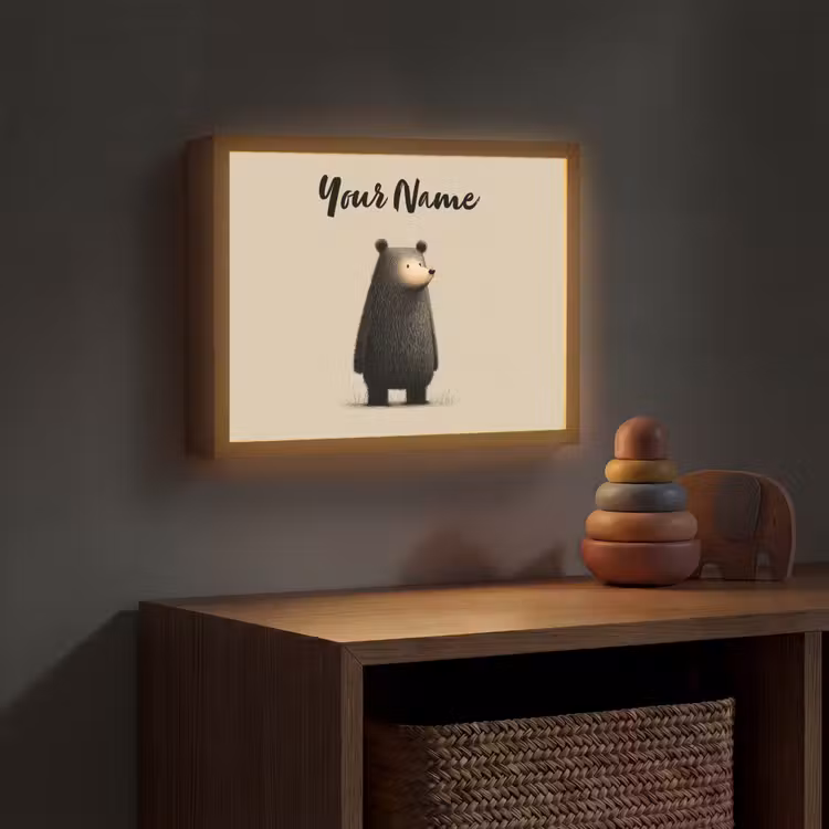 Beer - Donkerbruin - Minimalistisch Light Box met batterij (Wandlamp kind) middel -sfeer5_kind