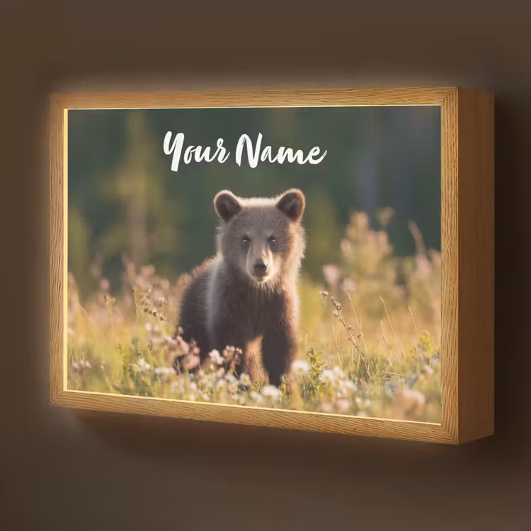 Beer - Bloemenveld - Gras Light Box met batterij (Wandlamp kind) middel -z3d_website