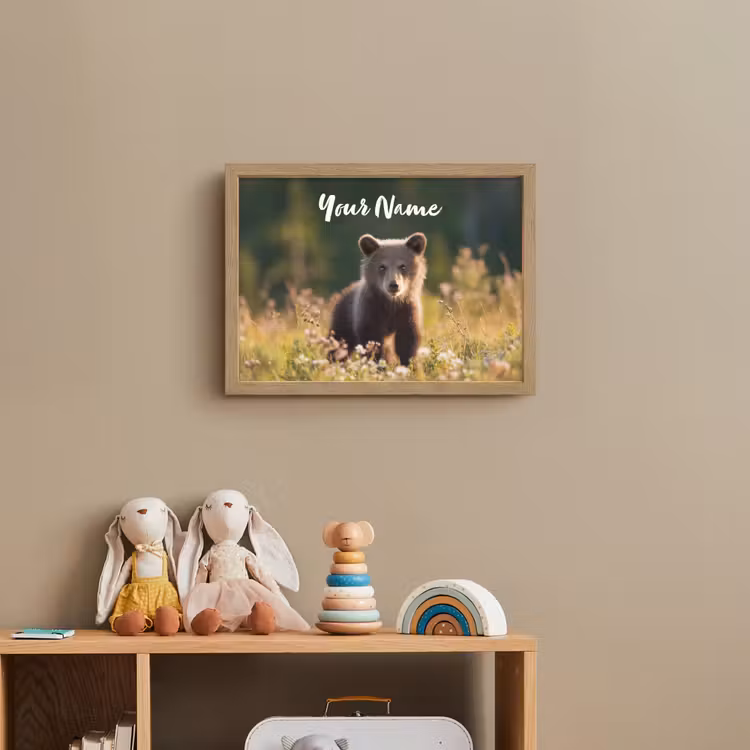 Beer - Bloemenveld - Gras Light Box met batterij (Wandlamp kind) middel -sfeer2_kind
