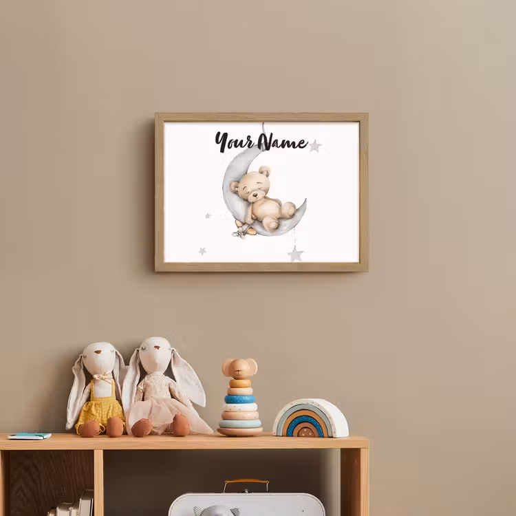 Beer - Maan - Sterren - Kinderen Light Box met batterij (Wandlamp kind) middel -sfeer2_kind