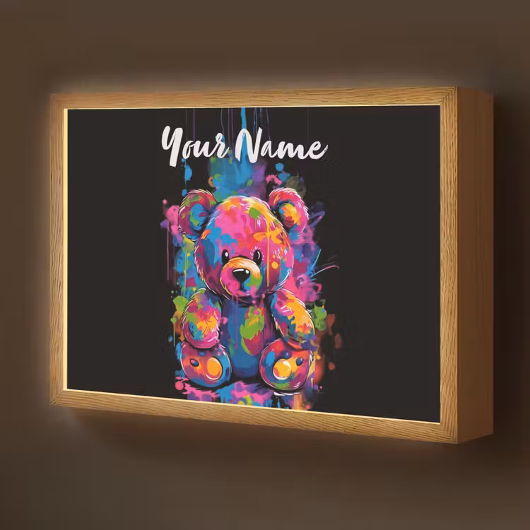 Beer - Verf - Kleurrijk - Knuffeldier Light Box met batterij (Wandlamp kind) middel -z3d_website