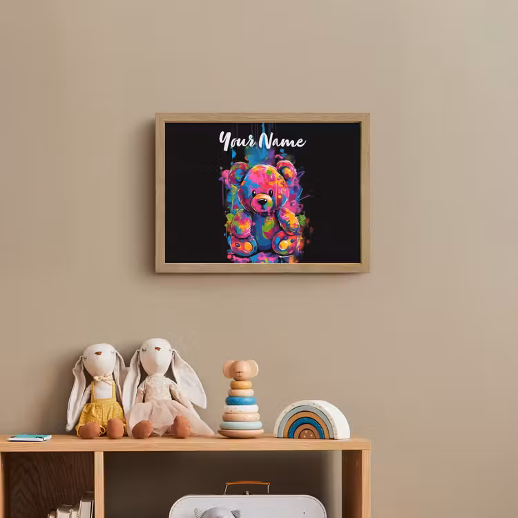 Beer - Verf - Kleurrijk - Knuffeldier Light Box met batterij (Wandlamp kind) middel -sfeer2_kind