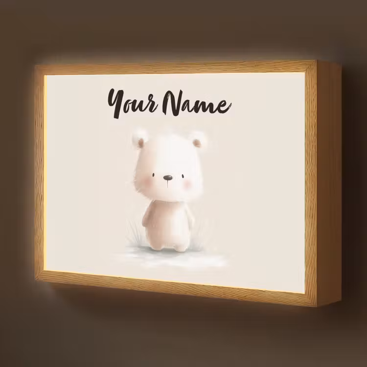 Beertje - Sneeuwvlokje - Wit - Pluizig Light Box met batterij (Wandlamp kind) middel -z3d_website