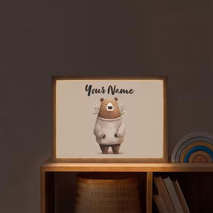 Beer - Witte bloemen - Knus Light Box met batterij (Wandlamp kind) middel -sfeer1_kind