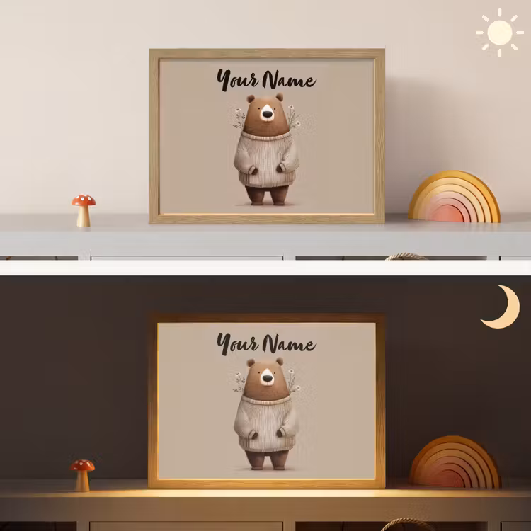Beer - Witte bloemen - Knus Light Box met batterij (Wandlamp kind) middel -sfeer3_kind