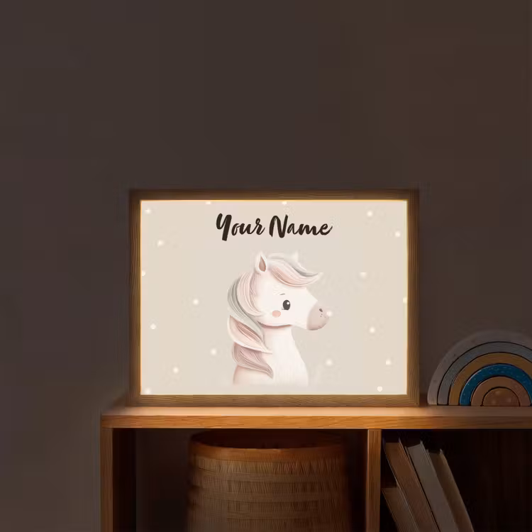 Beige - Pony - Manen - Stippen Light Box met batterij (Wandlamp kind) middel -sfeer1_kind